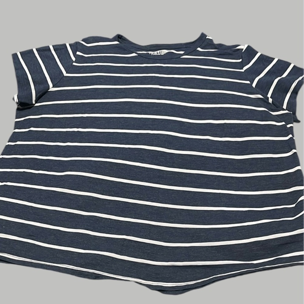 Time and Tru Womens Striped Short Sleeve Slub Crew Neck T-Shirt - Size 3X